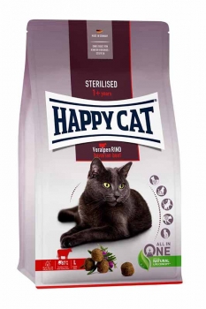 Сухой корм для стерилизованных/кастрированных, для ухода за зубами Happy Cat Sterilised Voralpen-Rind 37/10,5 (баварская говядина)